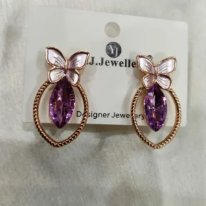 krida fashion jewellery Midnight Butterfly Enchantment Drop Earrings Crystal Alloy Drops & Danglers