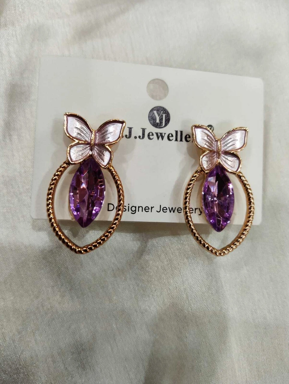 krida fashion jewellery Midnight Butterfly Enchantment Drop Earrings Crystal Alloy Drops & Danglers